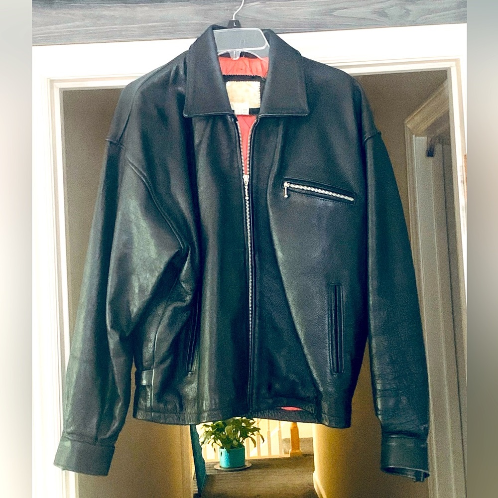 Vintage black leather jacket, purchased in Boston in 1990. Sz Small